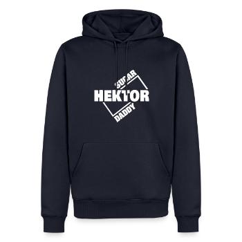 Hector dans le rôle du sugar daddy - Sweat à capuche Premium bio Homme - bleu marine - Devant - Nico (187cm)