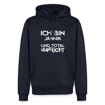 Vorname Jannik - Männer Premium Bio Hoodie - Navy - Vorne - Nico (187cm)