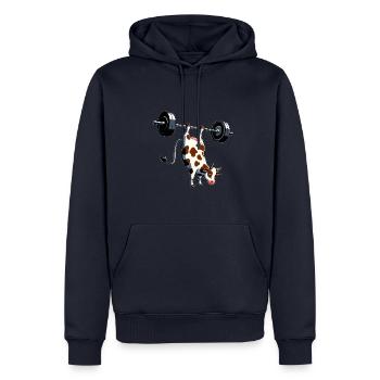 Cow Handstand Training Workout Fitness Artist - Men’s Premium Organic Hoodie - navy - Front - Nico (187cm)