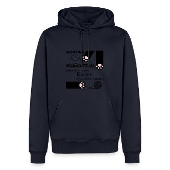 Schüchtern, aber über meine Katzen...! - Männer Premium Bio Hoodie - Navy - Vorne - Nico (187cm)