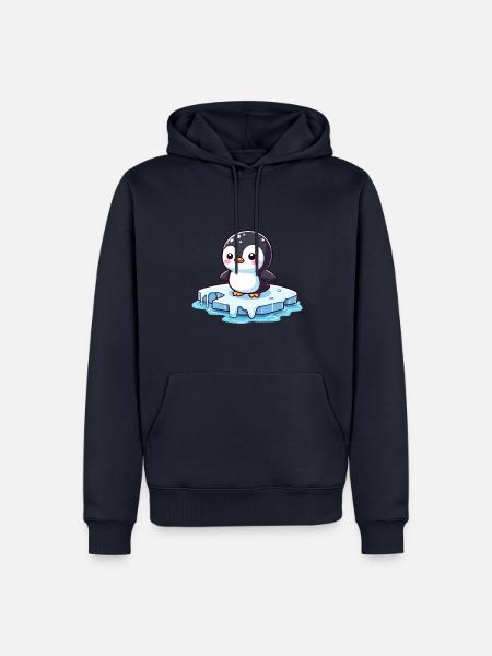 Penguin, Global Warming & Melting Ice - Men’s Premium Organic Hoodie - navy