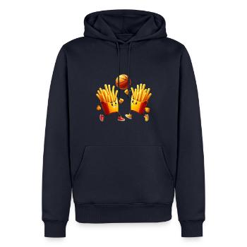 Basketballspieler Fast Food Pommes - Männer Premium Bio Hoodie - Navy - Vorne - Nico (187cm)