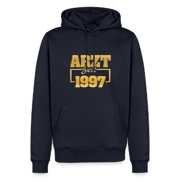Zawód 1997 - Ekologiczna męska bluza z kapturem Premium - granatowy - Przód - Nico (187cm)