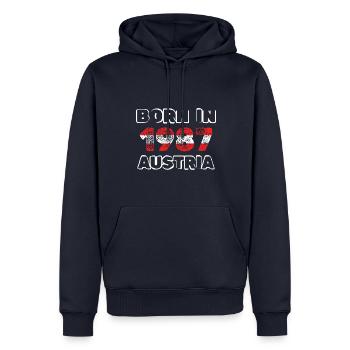Austria 1987 - Men’s Premium Organic Hoodie - navy - Front - Nico (187cm)