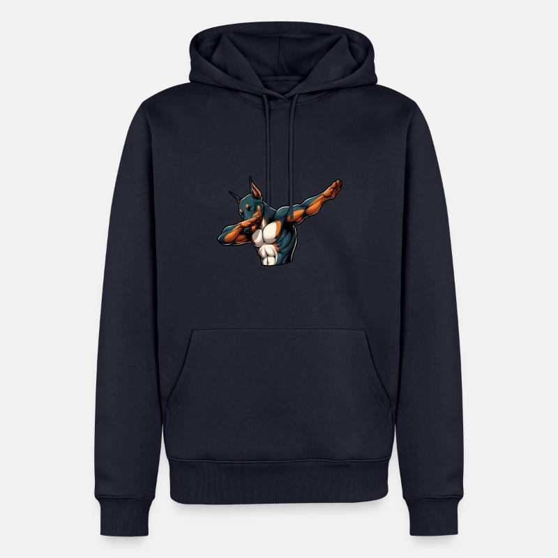 Cooler Dobermann Dabbing Comic - Männer Premium Bio Hoodie - Navy
