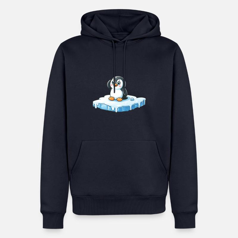 Pinguin und schmelzendes Eis - Männer Premium Bio Hoodie - Navy