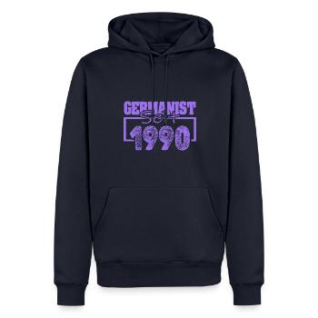 Studi 1990 - Männer Premium Bio Hoodie - Navy - Vorne - Nico (187cm)