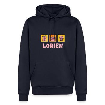 Lorien als Vorname - Männer Premium Bio Hoodie - Navy - Vorne - Nico (187cm)