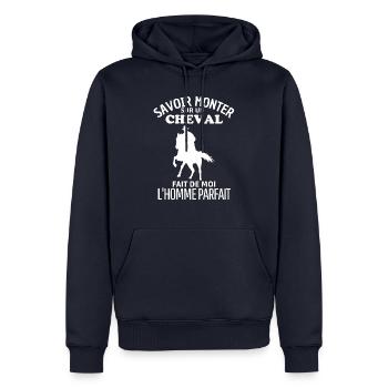Cheval Homme parfait 2 - Sweat à capuche Premium bio Homme - bleu marine - Devant - Nico (187cm)