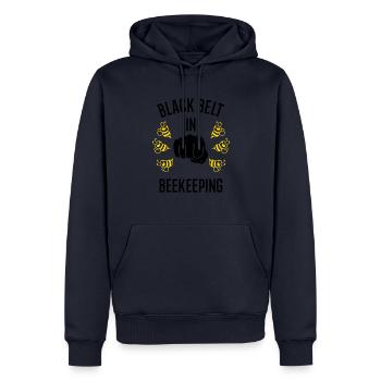 Imkerei Skills Ironischer Spruch Bienenwachs - Männer Premium Bio Hoodie - Navy - Vorne - Nico (187cm)