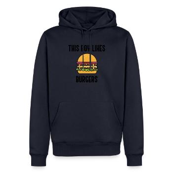 Hobby Hamburger Chef Manger des burgers Fast Food - Sweat à capuche Premium bio Homme - bleu marine - Devant - Nico (187cm)
