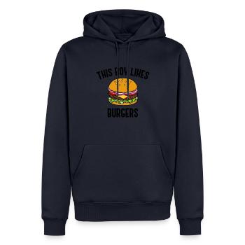 Burger essen Hobby Chef Hamburger - Männer Premium Bio Hoodie - Navy - Vorne - Nico (187cm)