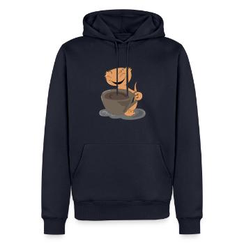 Crested Gecko Coffee Süße Echse Lazy Office Monday - Männer Premium Bio Hoodie - Navy - Vorne - Nico (187cm)