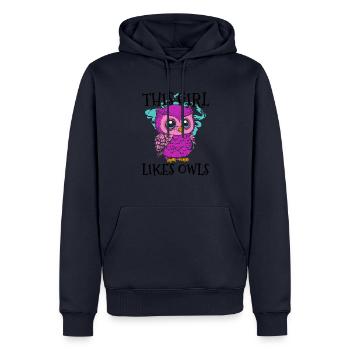 Mädchen mag Eulen, süße Wildtiere, Tiere, Wald, - Männer Premium Bio Hoodie - Navy - Vorne - Nico (187cm)