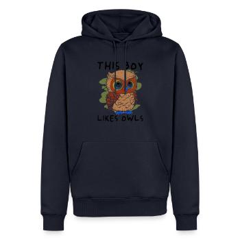Junge mag Eulen, künstlerische Tiere, Wildtiere, - Männer Premium Bio Hoodie - Navy - Vorne - Nico (187cm)