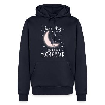 Ich liebe meine Katze bis zum Mond und zurück - Männer Premium Bio Hoodie - Navy - Vorne - Nico (187cm)
