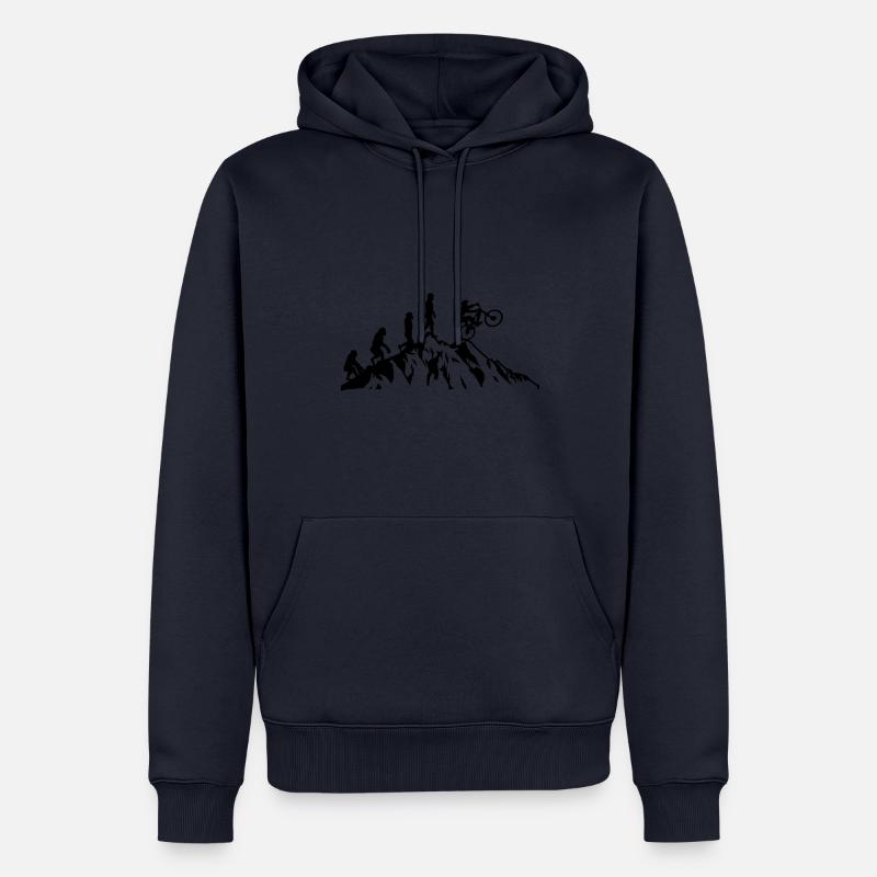 Évolution du VTT à vélo - Sweat à capuche Premium bio Homme - bleu marine