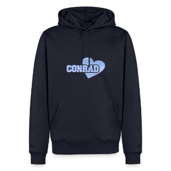 Geschenk für Conrad - Männer Premium Bio Hoodie - Navy - Vorne - Nico (187cm)