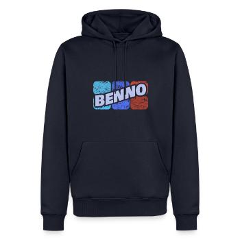 Benno Benno - Sweat à capuche Premium bio Homme - bleu marine - Devant - Nico (187cm)