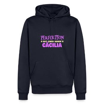 Nom de femme Cäcilia - Sweat à capuche Premium bio Homme - bleu marine - Devant - Nico (187cm)