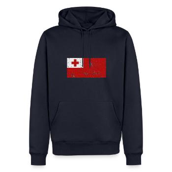 Geschenk für Tonga - Männer Premium Bio Hoodie - Navy - Vorne - Nico (187cm)