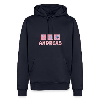 Schnuller Andreas - Männer Premium Bio Hoodie - Navy - Vorne - Nico (187cm)