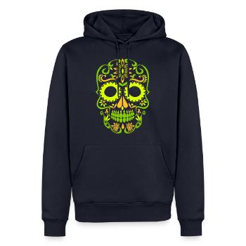 crâne de sucre - Sweat à capuche Premium bio Homme - bleu marine - Devant - Nico (187cm)