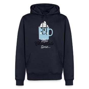 i love heiße schokolade sprüche für weihnachten - Männer Premium Bio Hoodie - Navy - Vorne - Nico (187cm)