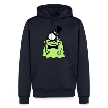 Monsieur messieurs cylindre monocle riche glibber - Sweat à capuche Premium bio Homme - bleu marine - Devant - Nico (187cm)