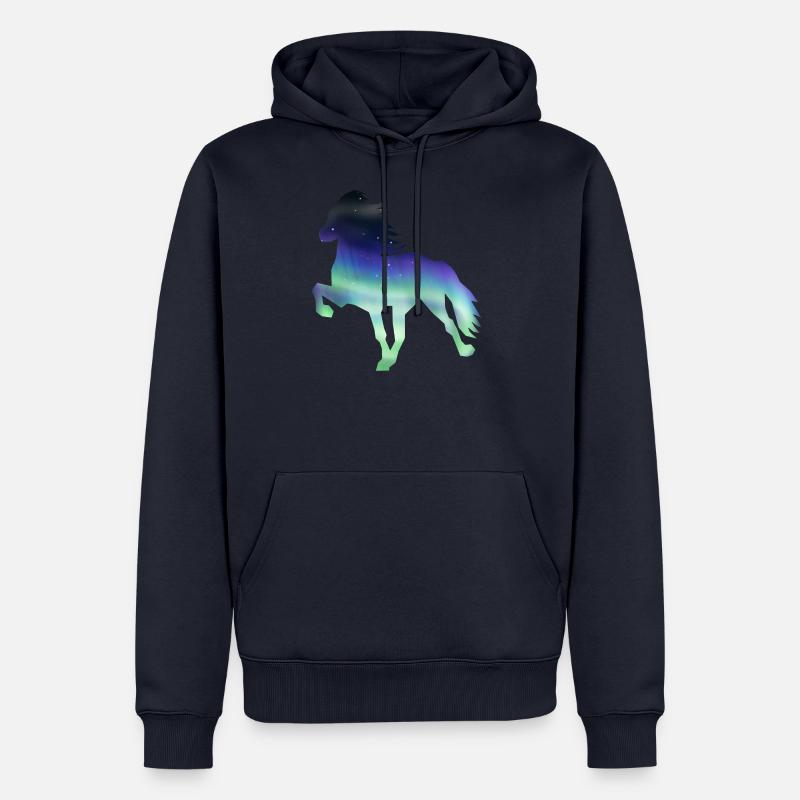 Cheval d’Islande Aurora borealis1 - Sweat à capuche Premium bio Homme - bleu marine
