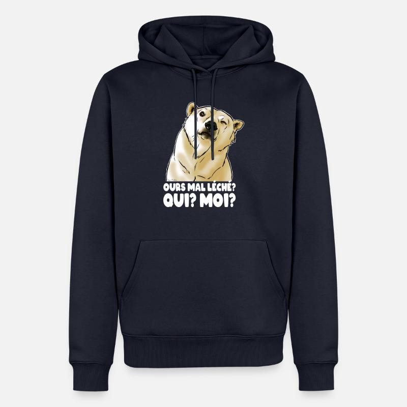 Ours mal léché (texte blanc) - Sweat à capuche Premium bio Homme - bleu marine