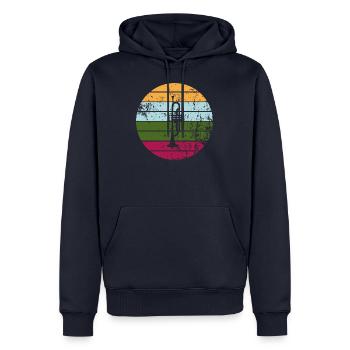 Trompette - Sweat à capuche Premium bio Homme - bleu marine - Devant - Nico (187cm)