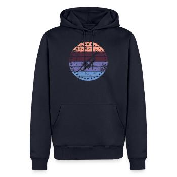 Trompette - Sweat à capuche Premium bio Homme - bleu marine - Devant - Nico (187cm)