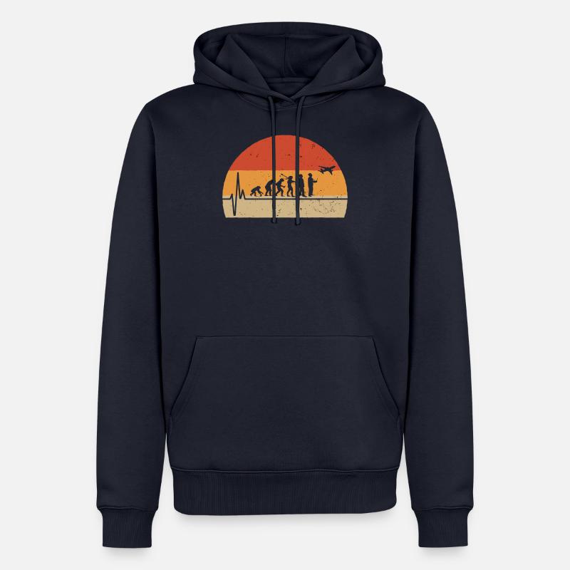 Modèle pilote avion Evolution modèle - Sweat à capuche Premium bio Homme - bleu marine