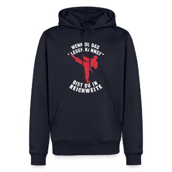 Karate Kampfsport Kämpfer Karate - Männer Premium Bio Hoodie - Navy - Vorne - Nico (187cm)