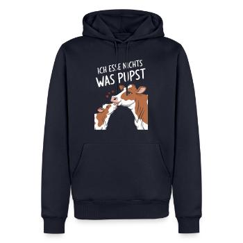 Végétarien Végétalien Bien-être animal Droits des animaux Veggie - Sweat à capuche Premium bio Homme - bleu marine - Devant - Nico (187cm)