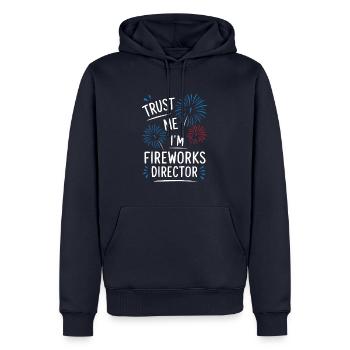 Pyrotechnie Feux d’artifice Pyrotechnie - Sweat à capuche Premium bio Homme - bleu marine - Devant - Nico (187cm)