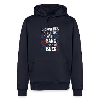 Pyrotechnie Feux d’artifice Pyrotechnie - Sweat à capuche Premium bio Homme - bleu marine - Devant - Nico (187cm)