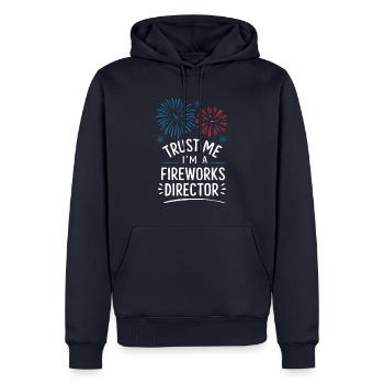 Pyrotechnie Feux d’artifice Pyrotechnie - Sweat à capuche Premium bio Homme - bleu marine - Devant - Nico (187cm)