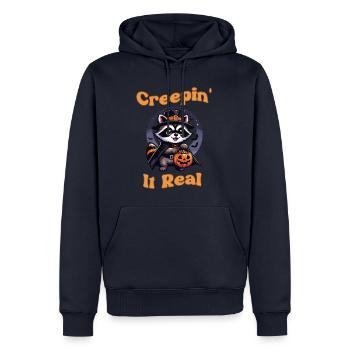 Halloween 2024 Cute Raccoon Pumpkin Cute Funny - Men’s Premium Organic Hoodie - navy - Front - Nico (187cm)