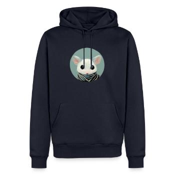 Kleine weiße Maus mit Schal im Kreis - Männer Premium Bio Hoodie - Navy - Vorne - Nico (187cm)