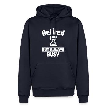 Rentner, aber immer beschäftigt - Männer Premium Bio Hoodie - Navy - Vorne - Nico (187cm)
