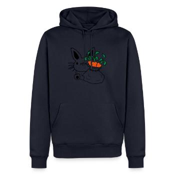 Carottes Sac de légumes Lapin de Pâques - Sweat à capuche Premium bio Homme - bleu marine - Devant - Nico (187cm)