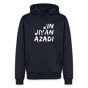 Femme Vie Liberté Iran - Sweat à capuche Premium bio Homme - bleu marine - Devant - Nico (187cm)