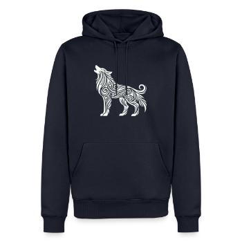 wolf tribal tier - Männer Premium Bio Hoodie - Navy - Vorne - Nico (187cm)