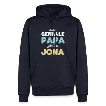 Dieser Geniale Papa Gehört Zu Jona - Männer Premium Bio Hoodie - Navy - Vorne - Nico (187cm)