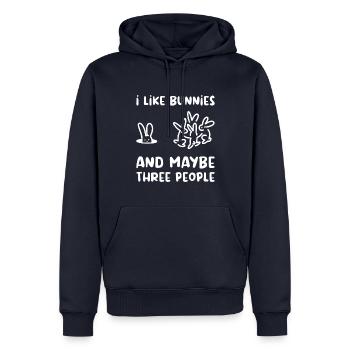 J’aime les lapins et peut-être 3 personnes introverties - Sweat à capuche Premium bio Homme - bleu marine - Devant - Nico (187cm)