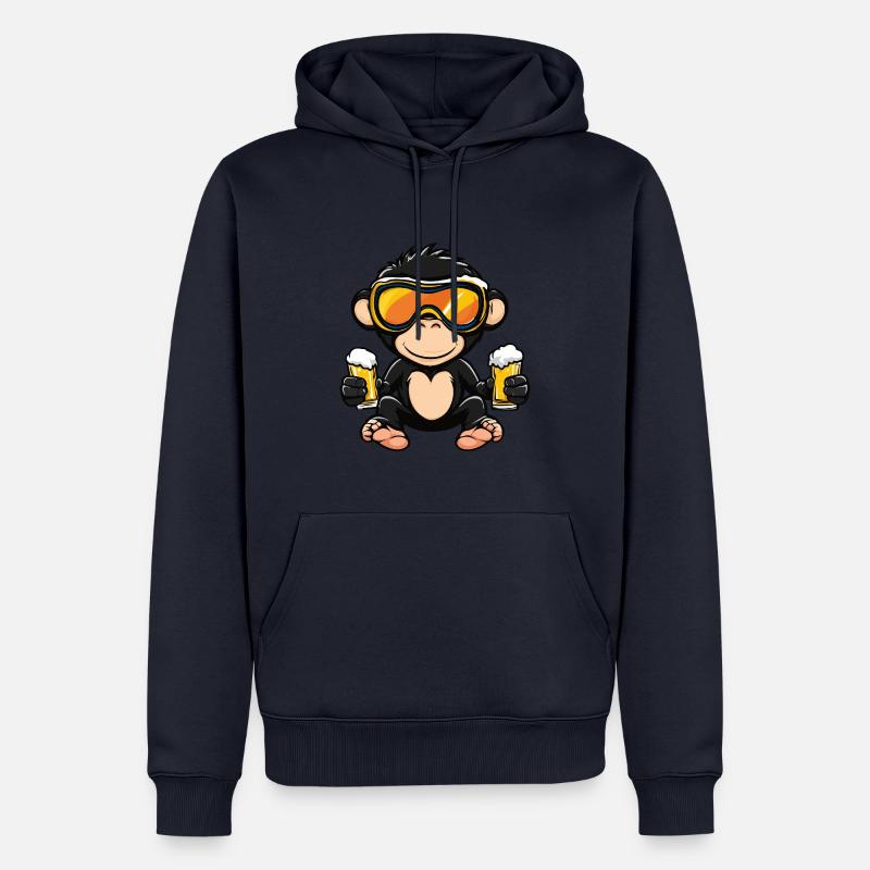 Affe Apres Ski Bier Comic - Männer Premium Bio Hoodie - Navy
