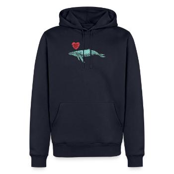 Wal Wale Meer Fisch Wasser Meerestier Pottwal Herz - Männer Premium Bio Hoodie - Navy - Vorne - Nico (187cm)