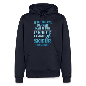 Le meilleur skieur du monde Ski Montagne Skieur - Sweat à capuche Premium bio Homme - bleu marine - Devant - Nico (187cm)